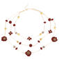 Ashley Cooper(tm) Red Floral & Silver-Tone Beaded Layered Necklace - image 1