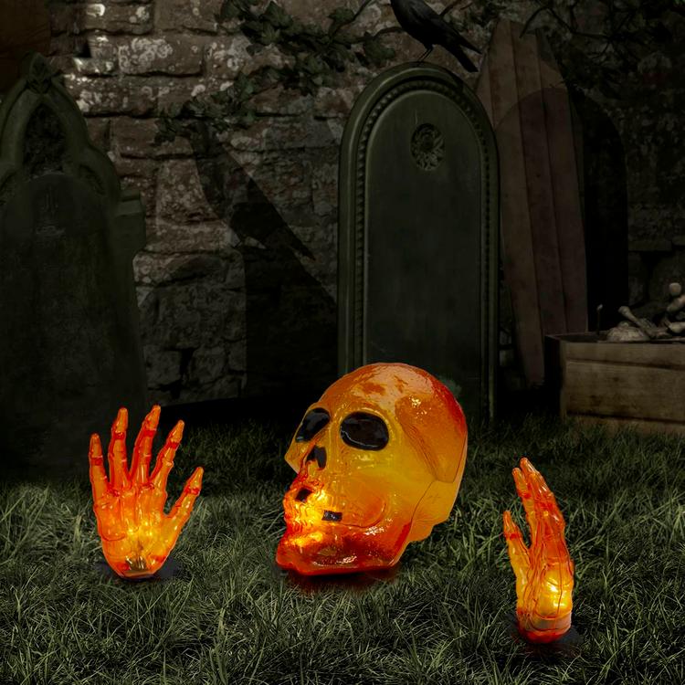 Northlight Seasonal 8.5in. Skull & Hands Outdoor Halloween Decor