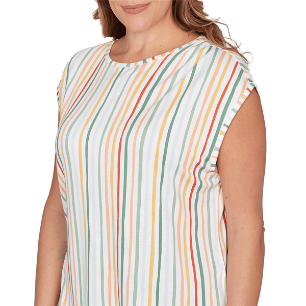 Plus Size Emaline Key Items Cap Sleeve Stripe Tee
