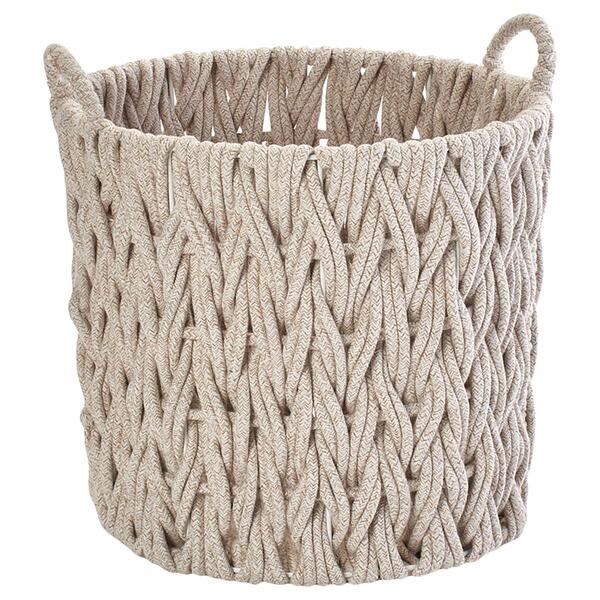 Medium Tan Braided Round/Tall Chunky Cotton Rope Basket - image 