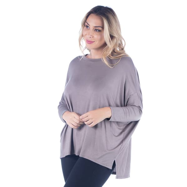 Plus Size 24/7 Comfort Apparel Oversized Long Sleeve Dolman Top