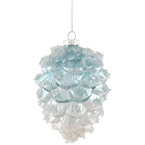 Northlight 4.75in. Icy Pine Cone Glass Christmas Ornament