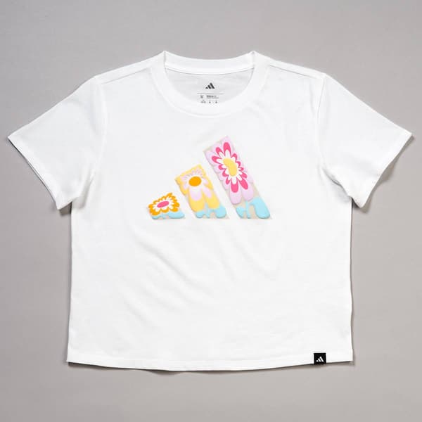Girls (7-16) adidas(R) Puff Floral Logo Short Sleeve Graphic Tee - image 