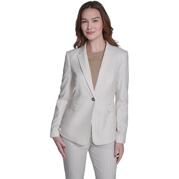 Womens Tommy Hilfiger Long Sleeve One Button Striped Slim Jacket
