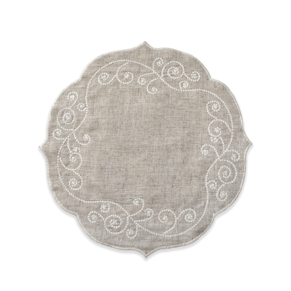 Lenox® French Perle Linen Embroidered Round Placemats - Set of 4