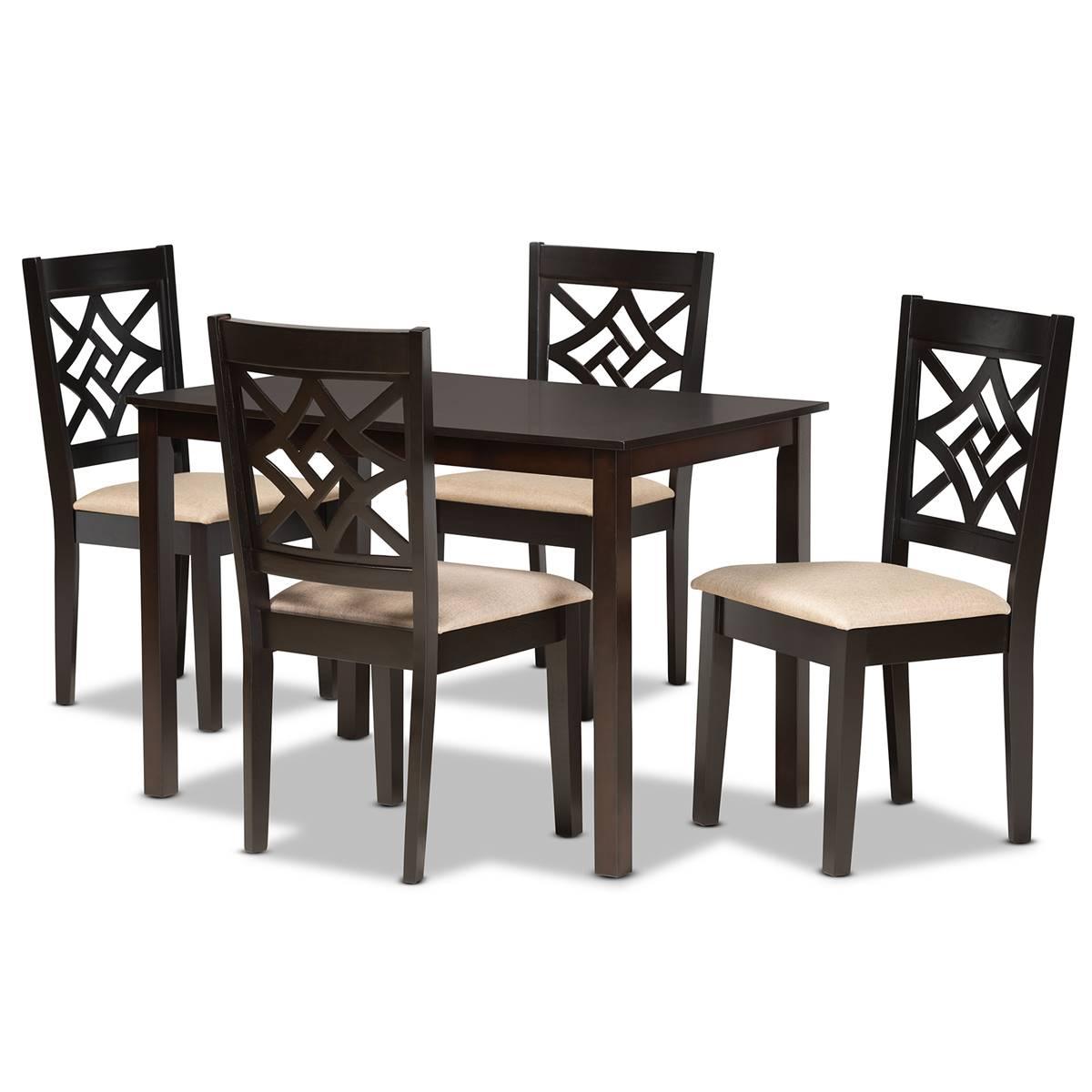 Baxton Studio Nicolette Sand/Dark Brown 5pc. Dining Set