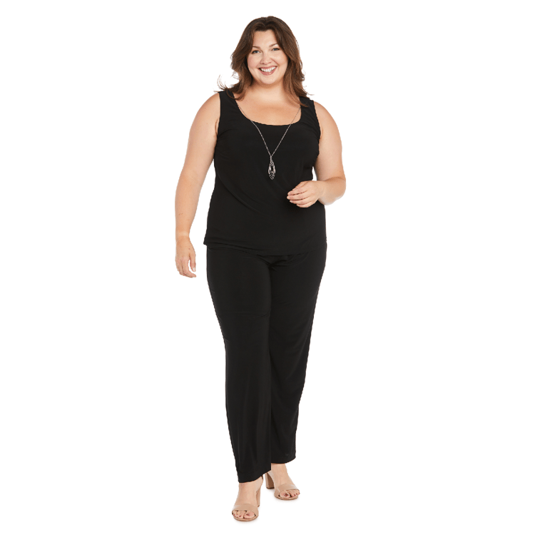 Plus Size R&M Richards Sequin Embroidered Damask Pant Set
