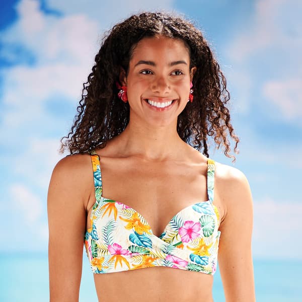 Womens Catherine Malandrino Havana Hibiscus Bikini Swim Top - image 
