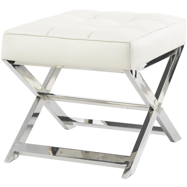 9th & Pike® Modern White Leather Ottoman Stool
