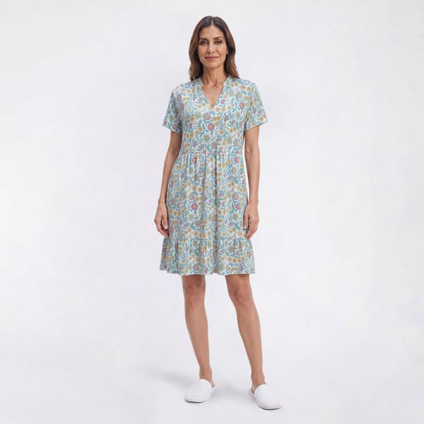 Womens White Orchid Short Sleeve V-Neck Floral Nightshirt - image 