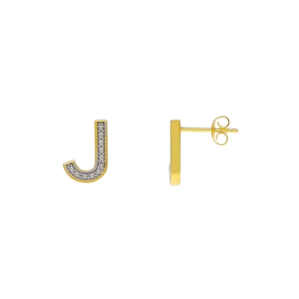 Accents Gold Diamond Accent Initial J Stud Earrings - image 