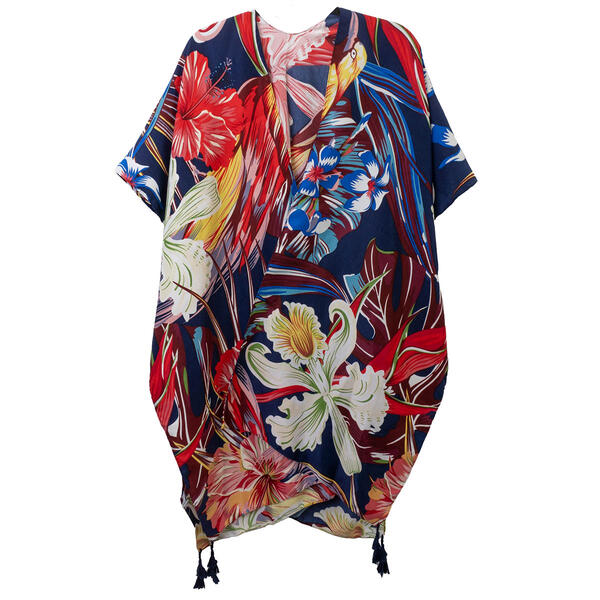 Womens Jessica McClintock Floral Kimono w/Tassels - image 