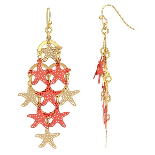 Ashley Cooper(tm) Coral Gold-Tone Starfish Kite Drop Earrings - image 