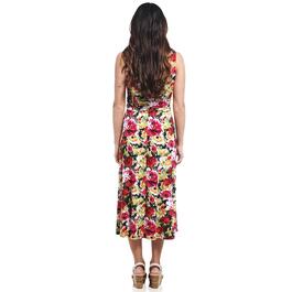 Womens Connected Apparel Sleeveless Print Ruched Waist Midi Dress