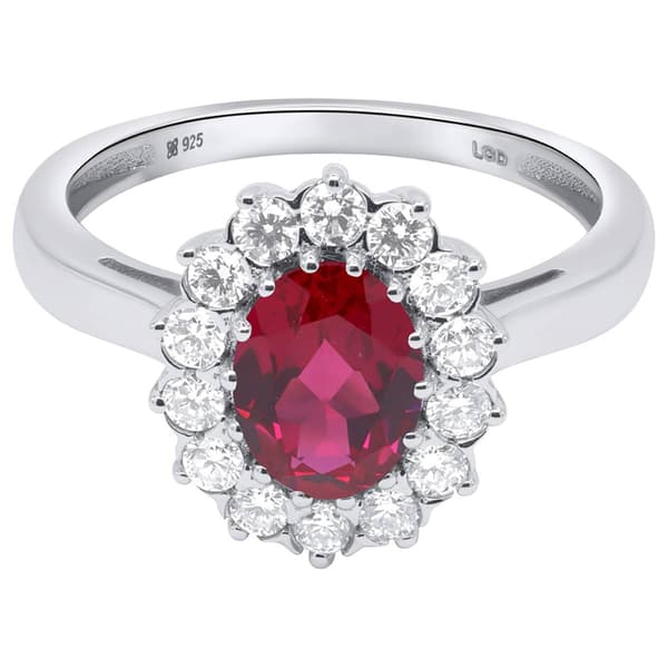 Nova Star® Oval Lab Grown Ruby w/ 1/2ctw. Lab Grown Diamond Ring