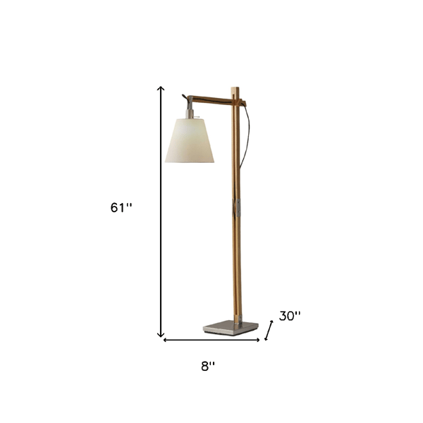 HomeRoots 61in. Natural Solid Wood Task Floor Lamp