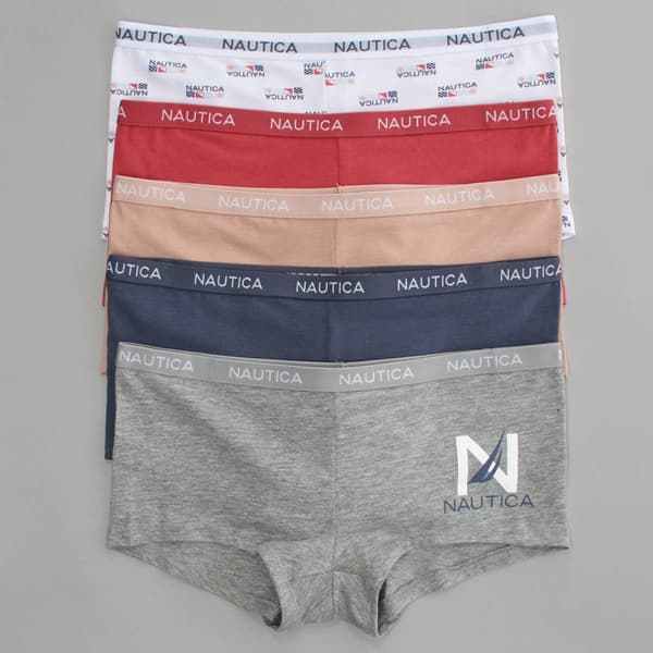Womens Nautica 5pk. Cotton Spandex Boyshort Panties - NT44635PKFZ - image 