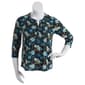 Plus Size Napa Valley Floral Pleat Henley-Turquoise Floral - image 1