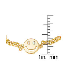 Gianni Argento Gold Plated Cubic Zirconia Smiley Face Bracelet