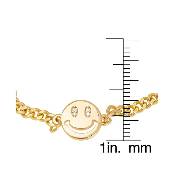 Gianni Argento Gold Plated Cubic Zirconia Smiley Face Bracelet