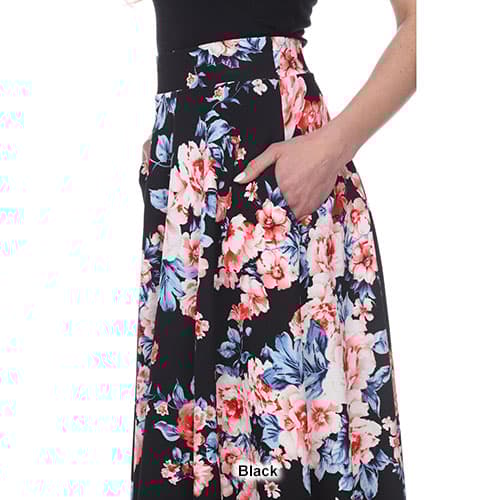 Womens White Mark Floral Flared Print Midi Skirt