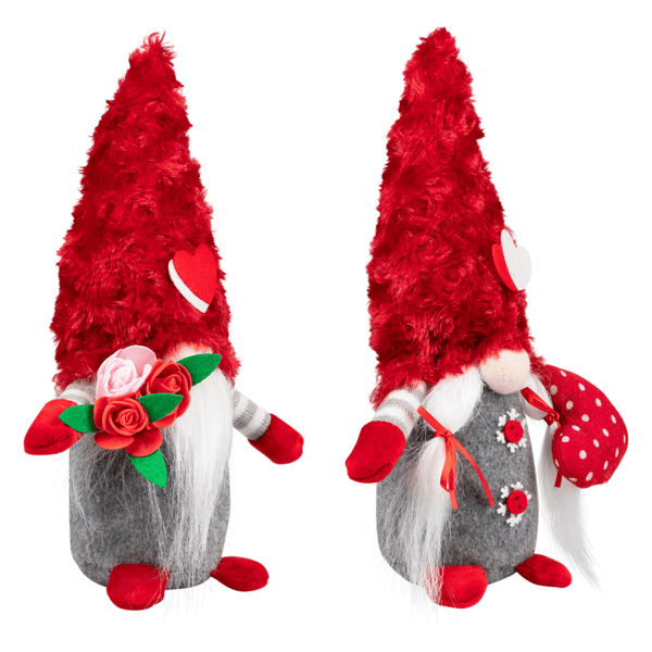 Northlight 11.5in. Fuzzy Hat Valentine''s Day Gnomes - Set of 2