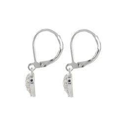 Silver Plate Cubic Zirconia Heart Dangle Earrings