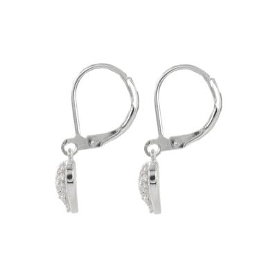 Silver Plate Cubic Zirconia Heart Dangle Earrings