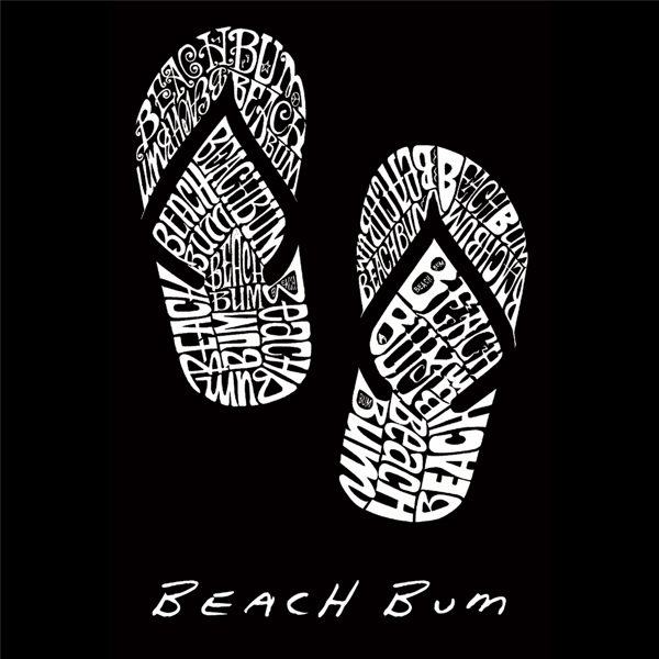Womens LA Pop Art Beach Bum Word Art V-Neck T-Shirt
