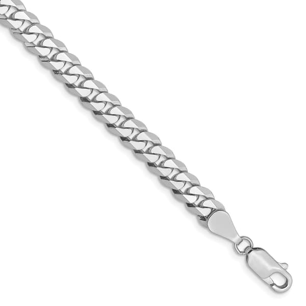 Mens Gold Classics&#40;tm&#41; 5.75mm. 14k White Gold Beveled Curb Bracelet - image 
