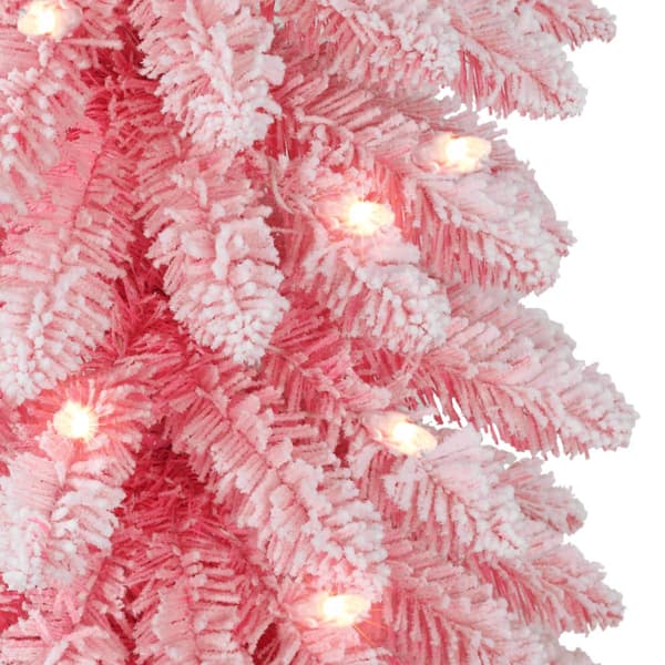 Puleo International 6ft. Pre-Lit Flocked Alpine Christmas Tree