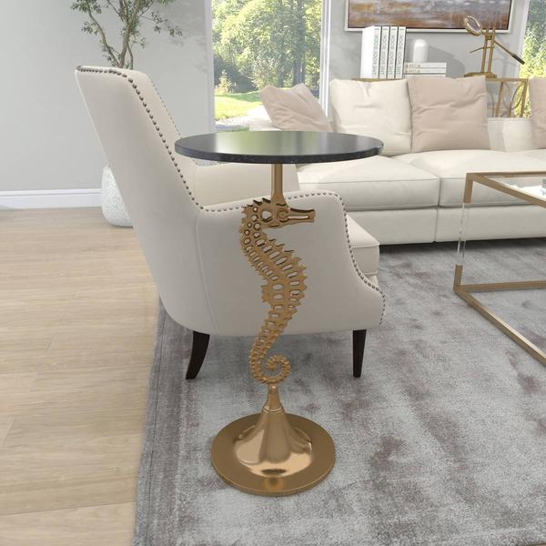 9th & Pike® Gold Aluminum Coastal Accent Table