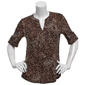 Womens AK Anne Klein 3/4 Elbow Sleeve V-Neck Smudge Dot Blouse - image 1
