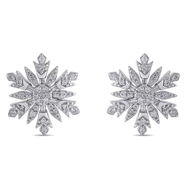 Enchanted by Disney Sterling Silver Elsa Snowflake Earrings - image 
