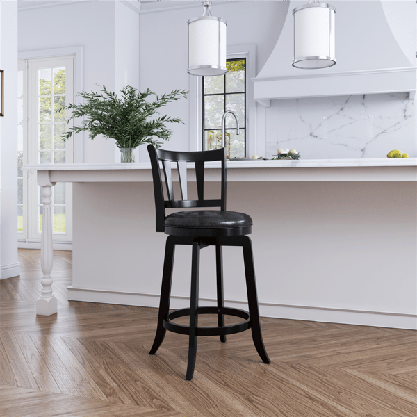 HH2 Home Presque Isle Black Wood Counter Height Swivel Stool - image 