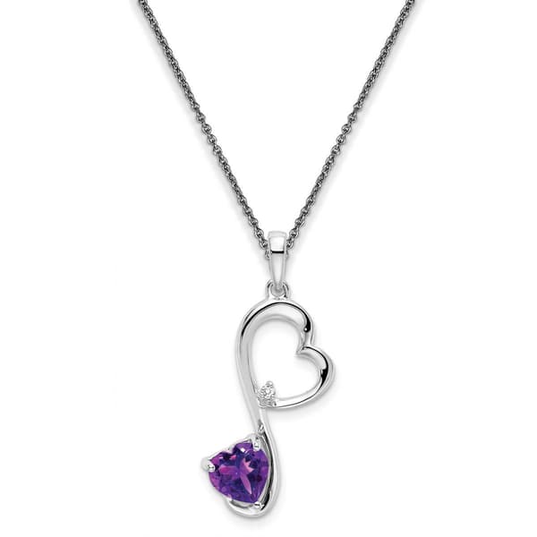 Gemstone Classics&#40;tm&#41; 14kt. White Gold Heart Amethyst Necklace - image 
