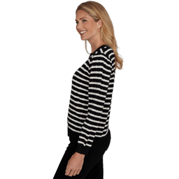 Petite Emaline Special Items Long Sleeve Crew Neck Stripe Sweater