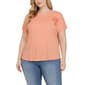 Plus Size NY Collection Short Sleeve Slub Knit Top W/3-D Flowers - image 1