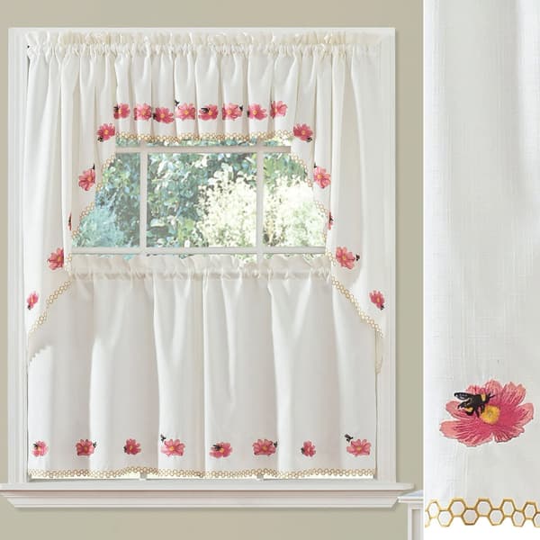 Bees Embroidered Kitchen Curtains - image 