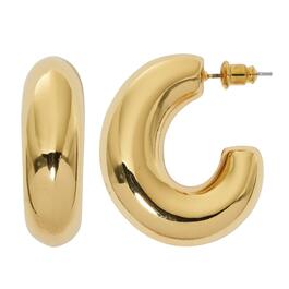 Design Collection Gold-Tone Chunky Polished C Hoop Earrings