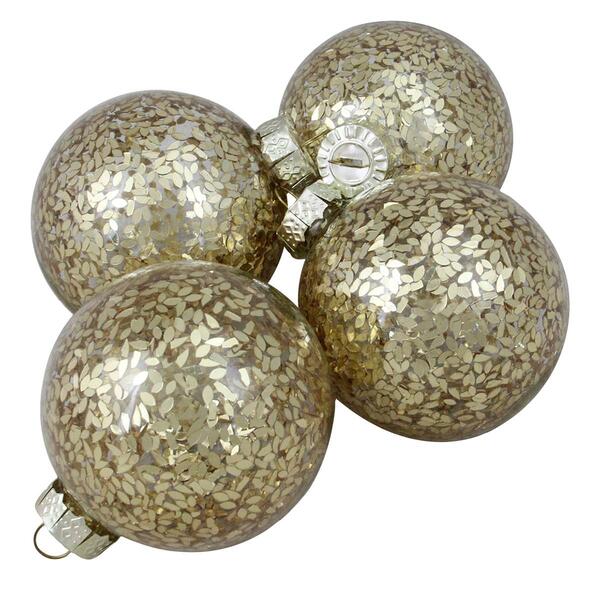 Northlight Seasonal 4pc. Gold Seed Texture Glass Ornaments - image 