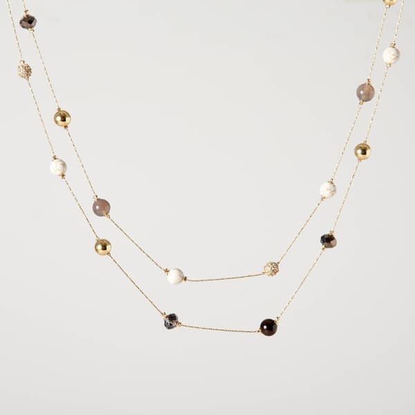 Ashley Cooper(tm) Shiny Gold Necklace with Fireballs and Beads - image 