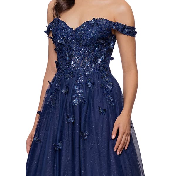 Juniors Blondie Nites Off the Shoulder Butterfly A-Line Dress