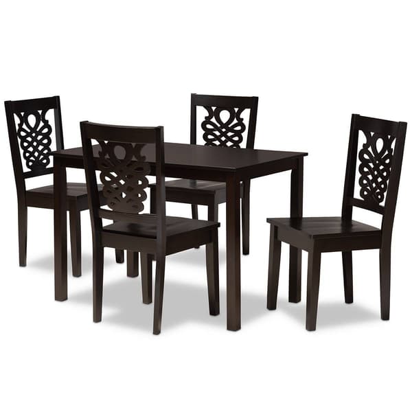 Baxton Studio Luisa Dark Brown Finished Wood 5pc. Dining Set
