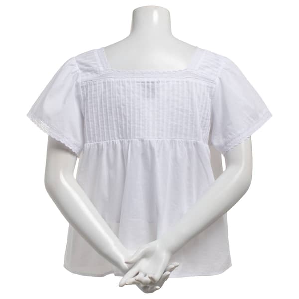 Womens Architect® Short Sleeve Square Neck Button Front Blouse
