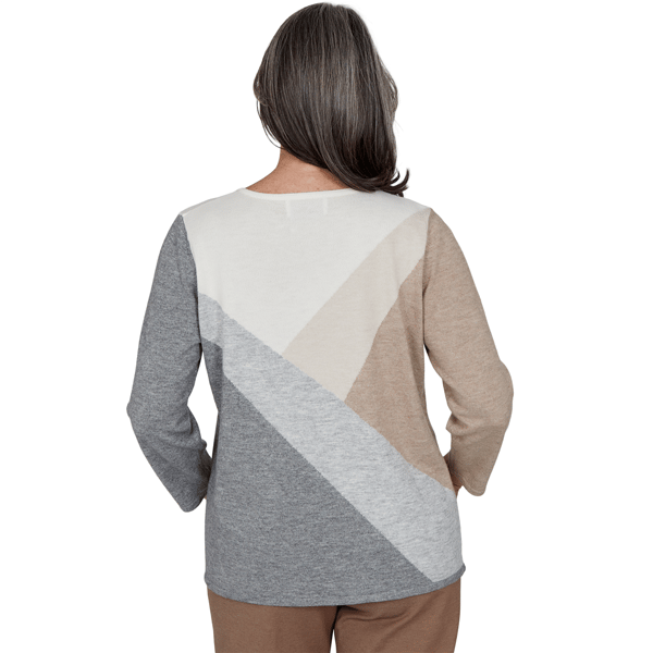 Womens Alfred Dunner Regent Street Studded Color Block Sweater