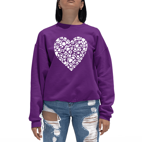 Plus Size LA Pop Art Paw Prints Heart Word Art Sweatshirt