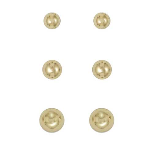 Freedom 3pr. Gold-Tone Ball Stud Earrings