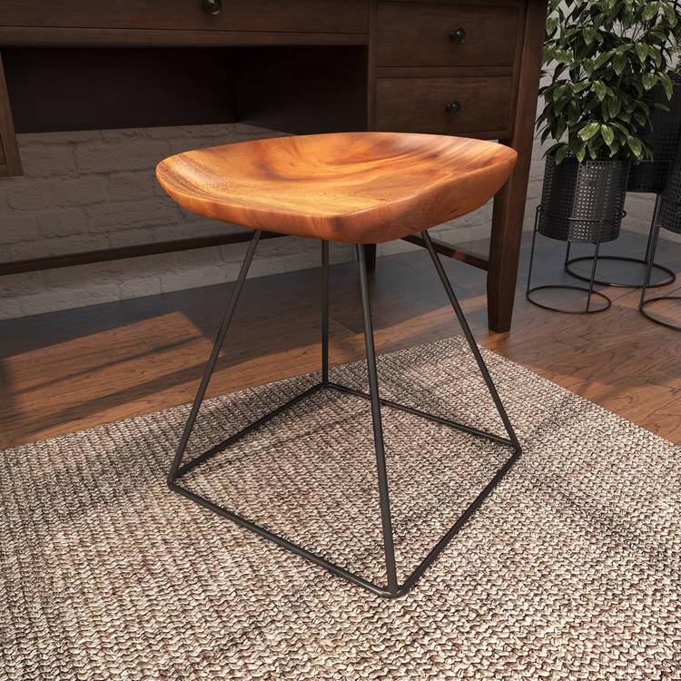 9th & Pike® Rustic Brown Metal Ottoman