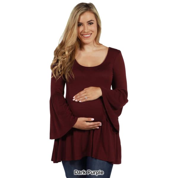 Plus Size 24/7 Comfort Apparel Bell Sleeve Flared Maternity Top